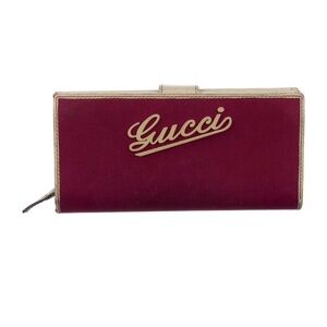 Gucci Vintage Canvas Continental Wallet – Burgundy & Beige